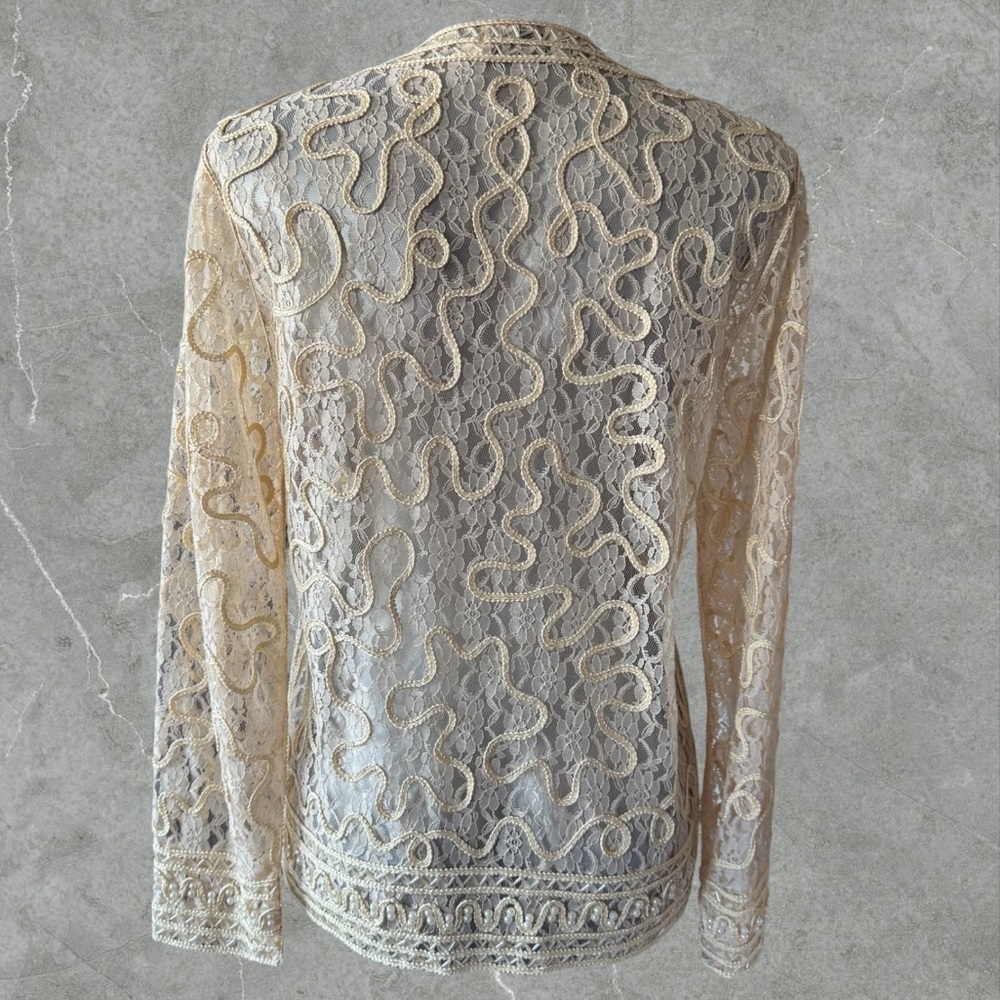 2 for $30 ✅ Ivory Embellished Lace Cardigan with Pearl Details - Picture 5 of 16